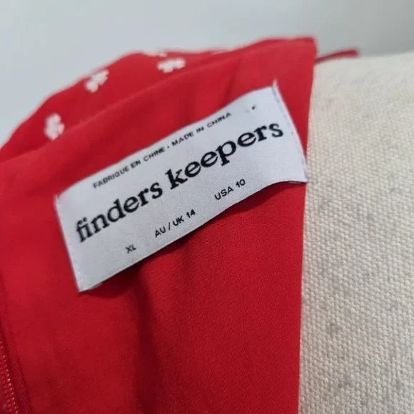 Finders Keepers Blossom Red & White Floral Embroidered Mini Dress Size XL - Picture 8 of 8